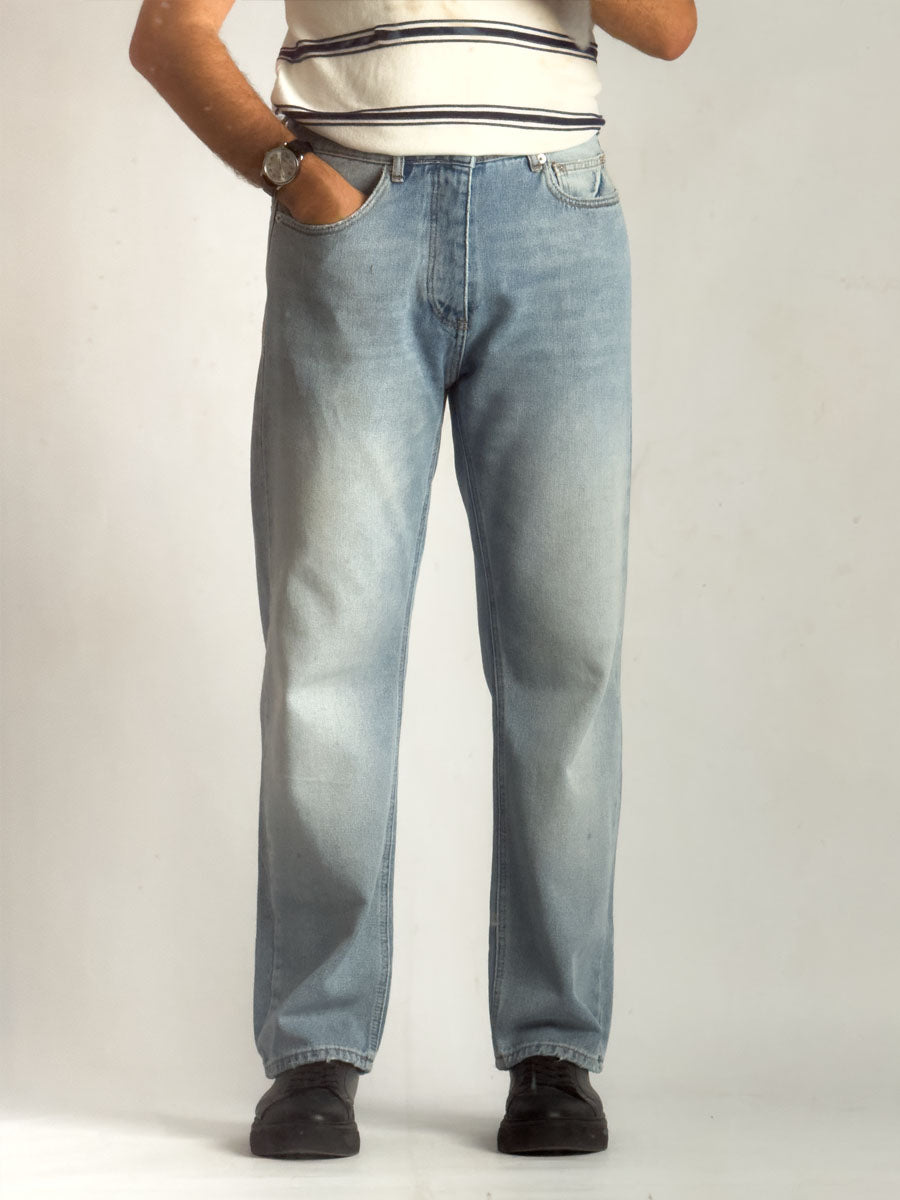 Outlet - BAGGY Blue Straight Jeans