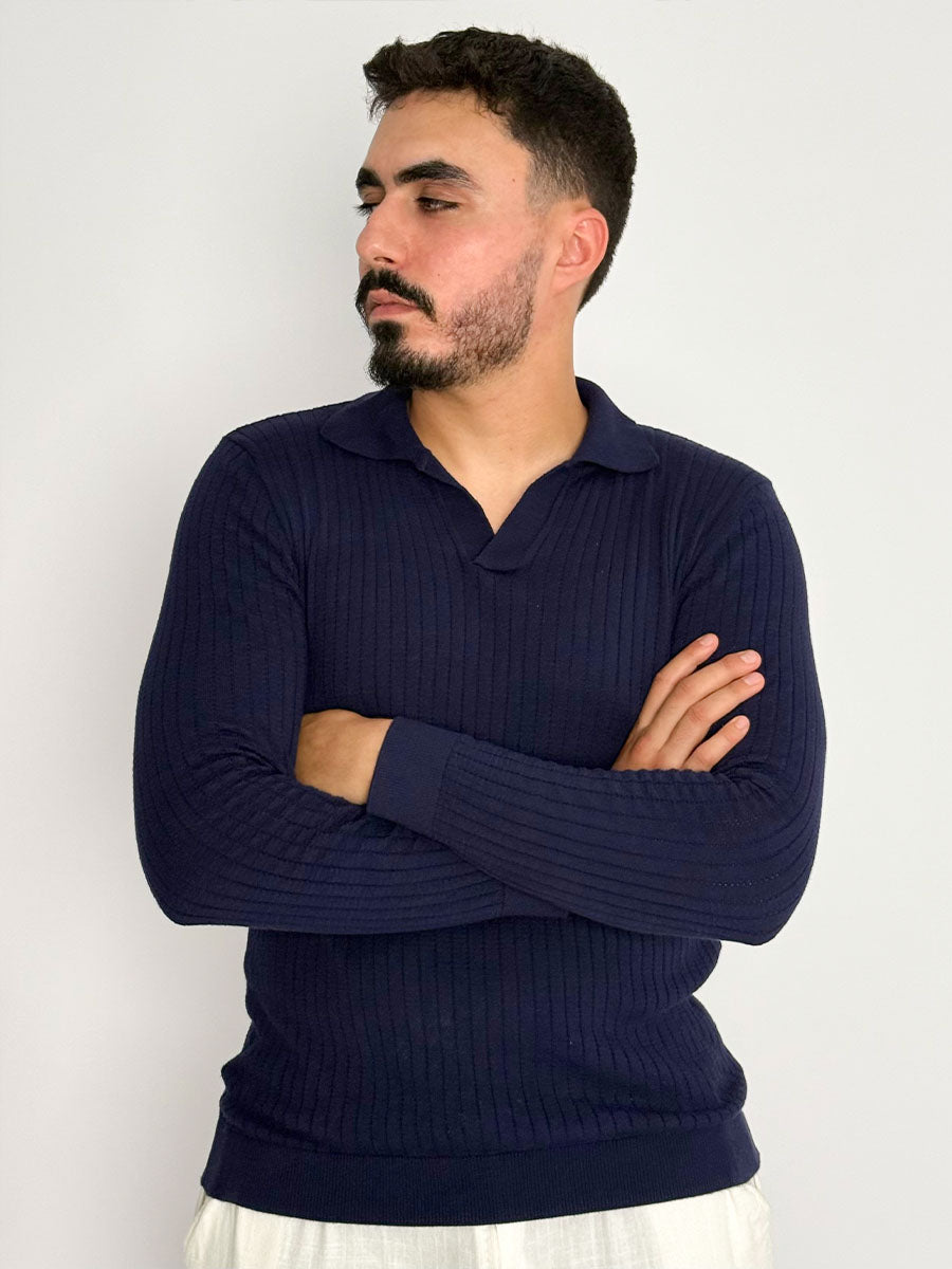 Navy Knit Polo