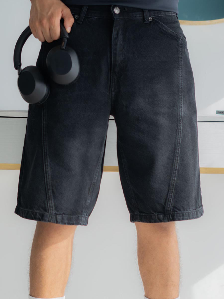 BERMUDA Baggy Noir en DENIM