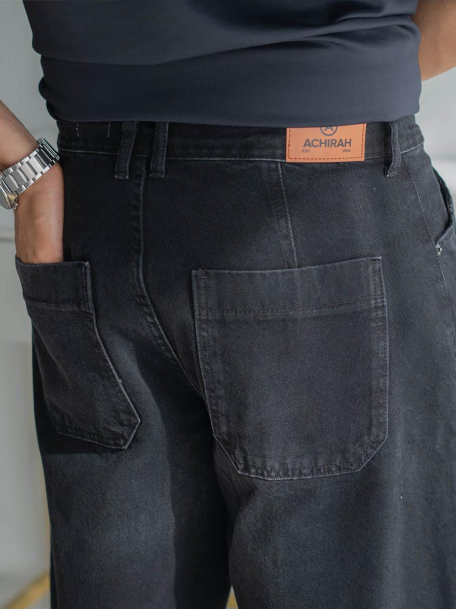 BERMUDA Baggy Noir en DENIM