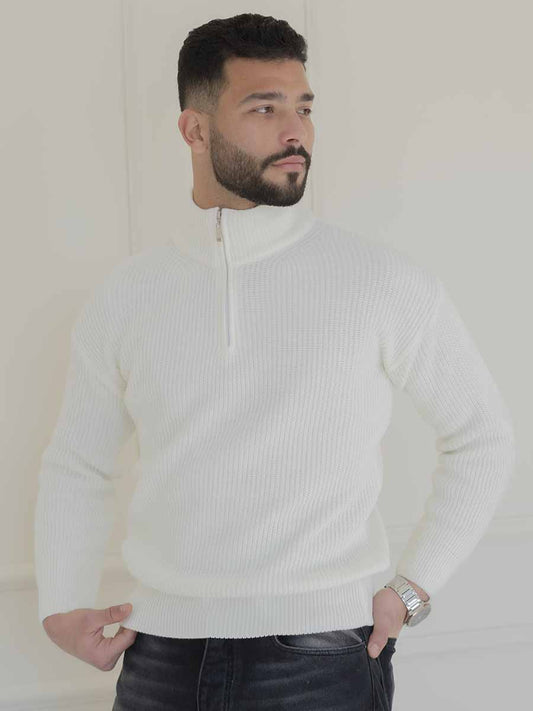 Half-Zip Sweatshirt Blanc