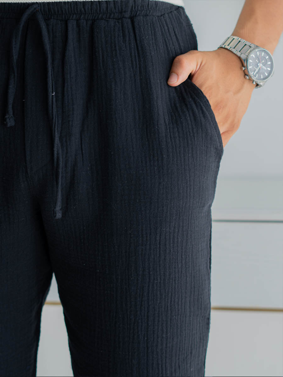 Pantalon Noir Coton Gaze