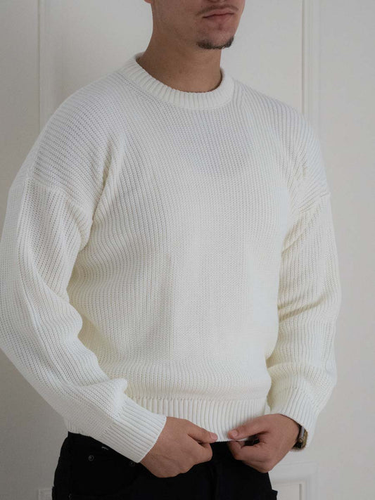 White Knit Sweatshirt