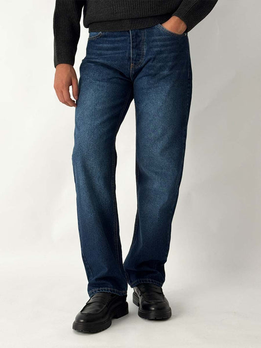 BAGGY Blue Dark Straight Jeans