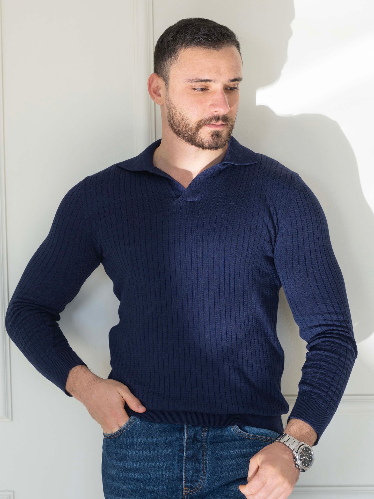 Navy Knit Polo