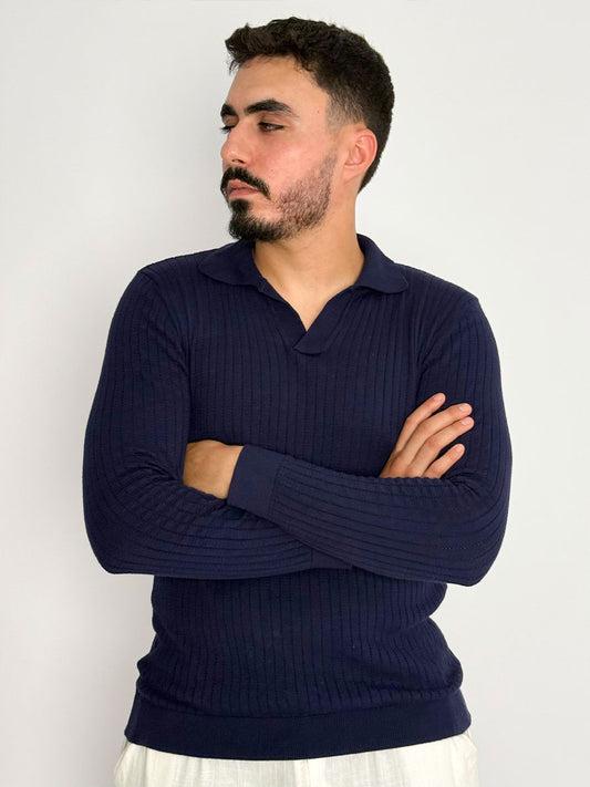 Navy Knit Polo