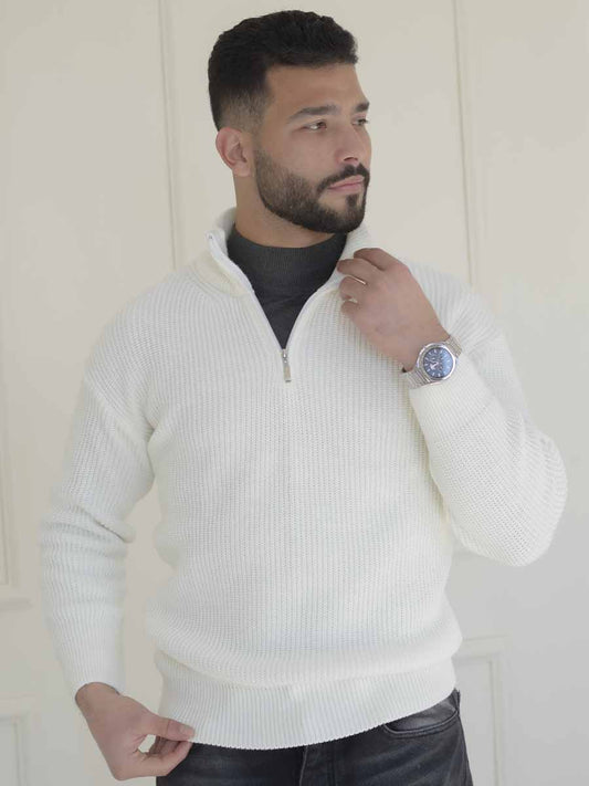 Half-Zip Sweatshirt Blanc