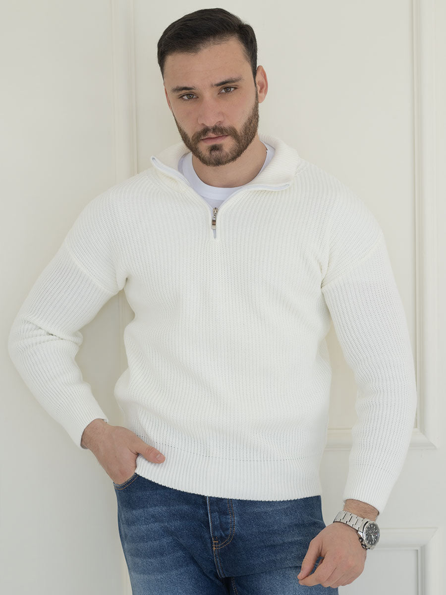Half-Zip Sweatshirt Blanc